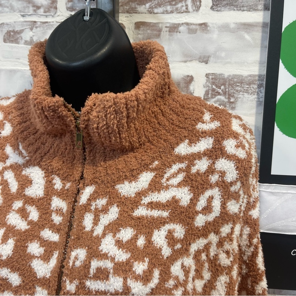 Cozy Brown and White Cowl Neck Sweater small - Picture 3 of 8